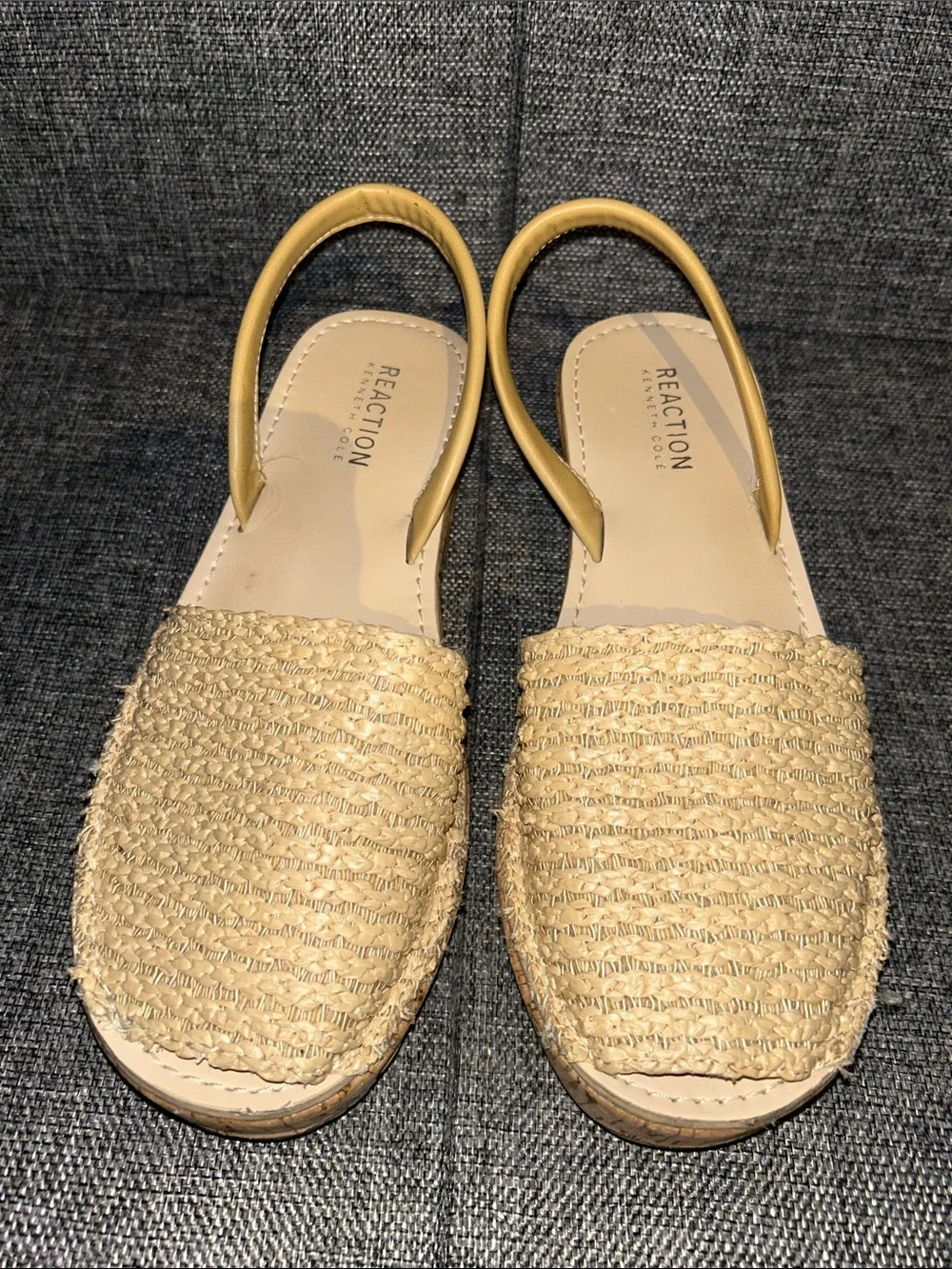 Reaction Kenneth Cole Natural Beige Woven Slingback Espadrilles